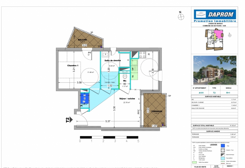 Exclusivité : appartement T2 de 42 m2 en vente à Six-Fours avec terrasse et parking  - Image 2