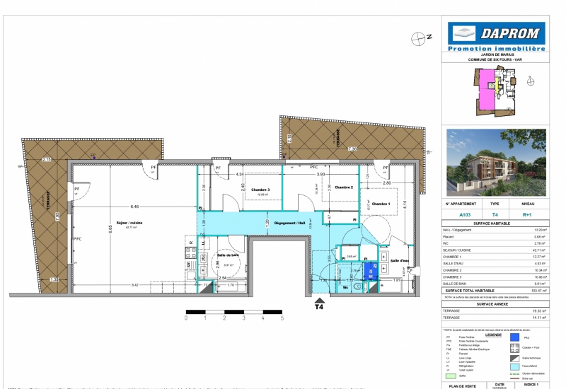  Appartement T4 de 104 m2 avec terrasse et parking en vente proche du centre de Six-Fours-les-Plages - Image 2